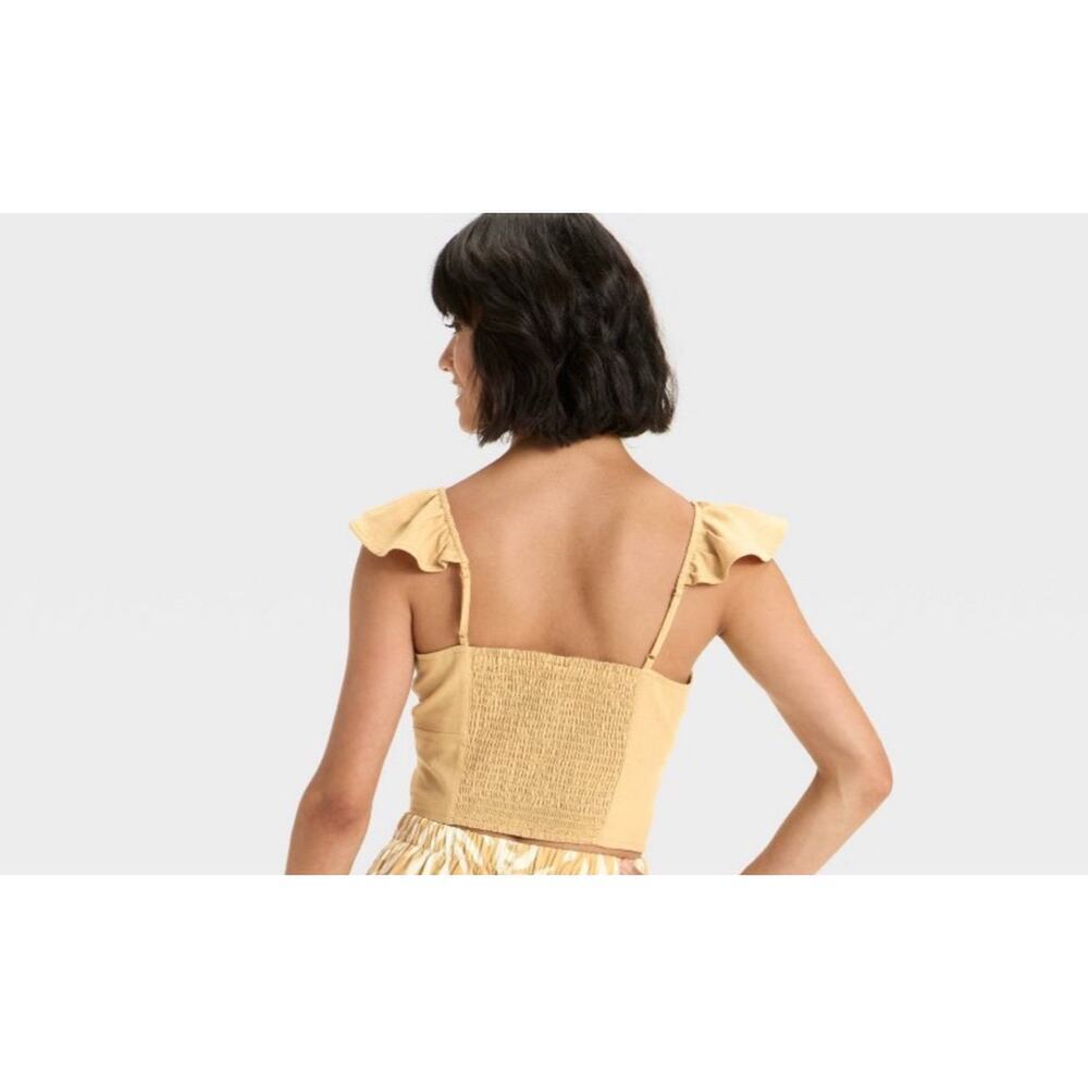 A New Day: Womens Tan Ruffle Sleeve Woven Halter Top - Picture 3 of 6